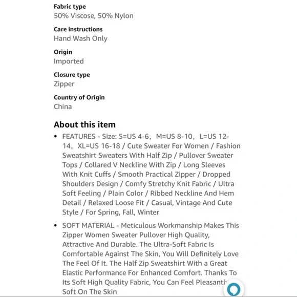 NWT white half zip pullover sweater - Picture 5 of 9